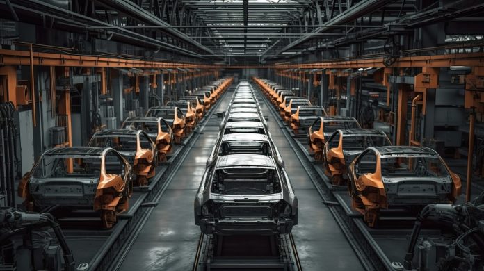 automotive industry with assembly line conveyors with generative ai
