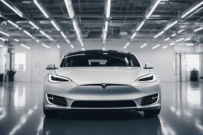 A Tesla Car isolated on white background